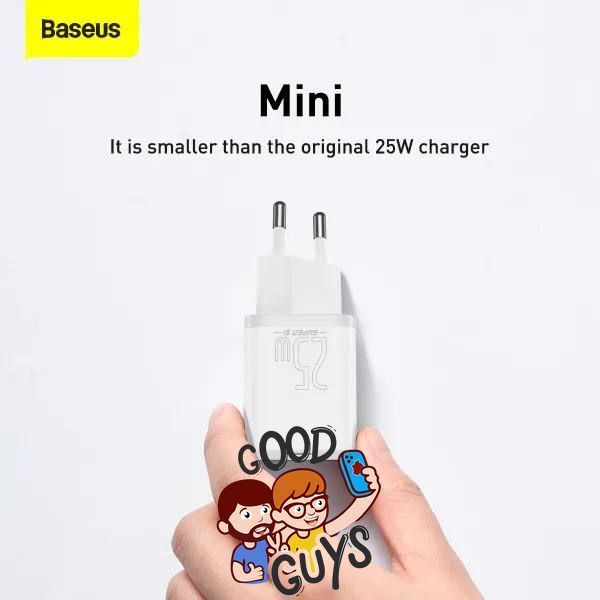Комплект BASEUS [Адаптер USB-C+Кабель Type-C] Super Si Quick Charge 25W White 2779-0 фото
