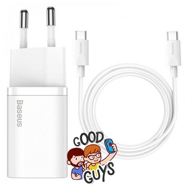 Комплект BASEUS [Адаптер USB-C+Кабель Type-C] Super Si Quick Charge 25W White 2779-0 фото