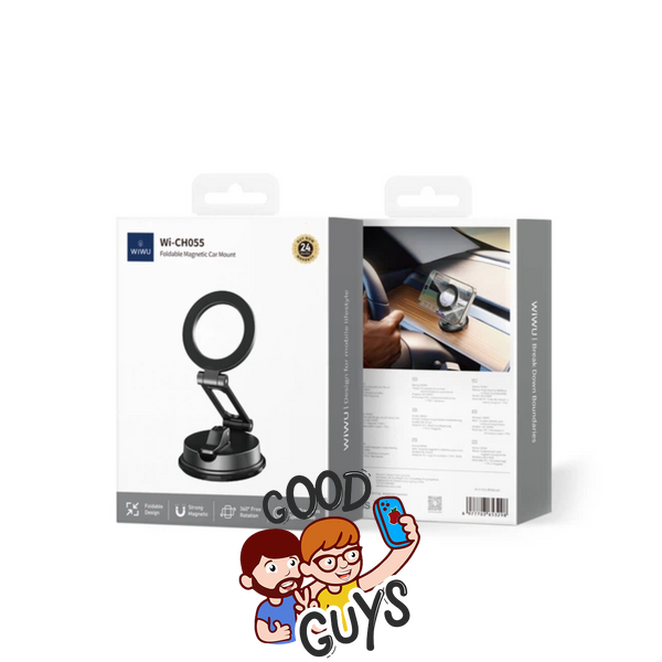Магнітний автомобільний тримач WIWU Wi-CH055 Foldable Magnetic Car Mount Black 4514-0 фото
