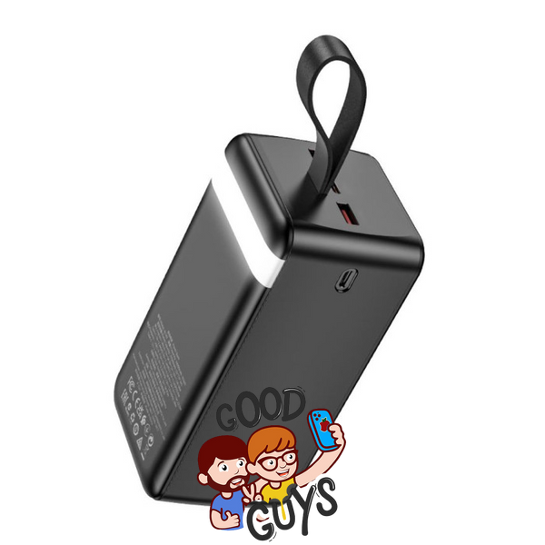 Power Bank Aspor AUTO-ID 50000mAh (4USB/Micro/Lightning/Type-C) з ліхтариком Black 2350-0 фото