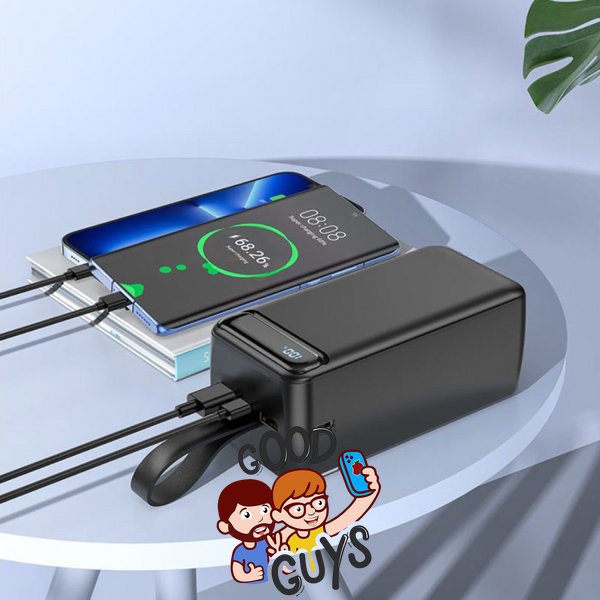 Power Bank Aspor AUTO-ID 50000mAh (4USB/Micro/Lightning/Type-C) з ліхтариком Black 2350-0 фото