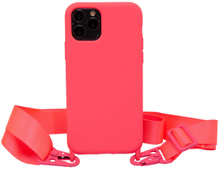 Чохол силіконовий з ремінцем Crossbody для iPhone 7,8,SE 2 Neon Pink 1191-6 фото