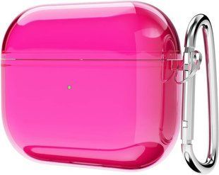 Чохол для AirPods Pro Neon case напівпрозорий з карабіном Hot Pink 2364-1 фото