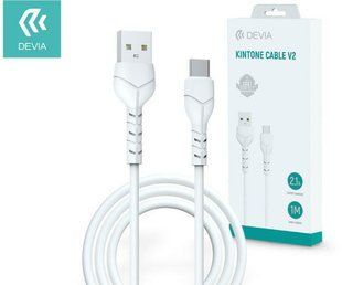 Кабель DEVIA [USB to Type-C] Kintone Cable V2 2.1A,1m White 2025-0 фото