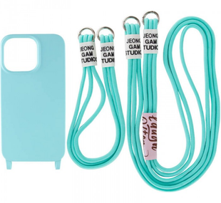 Чохол силіконовий з шнурком Crossbody iPhone 13 Sea Blue 1541-2 фото