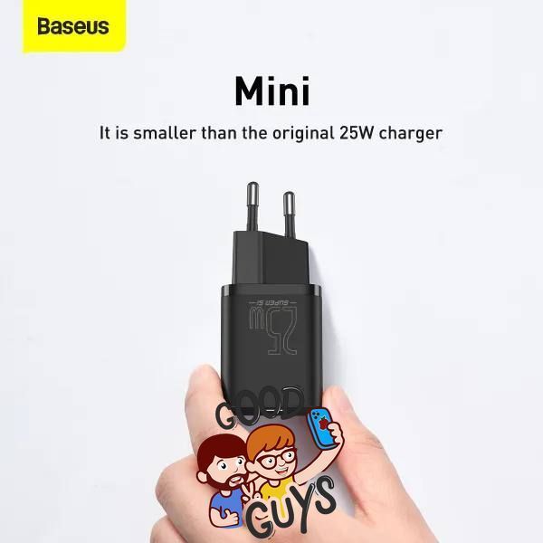 Комплект BASEUS [Адаптер USB-C+Кабель Type-C] Super Si Quick Charge 25W Black 2779-1 фото
