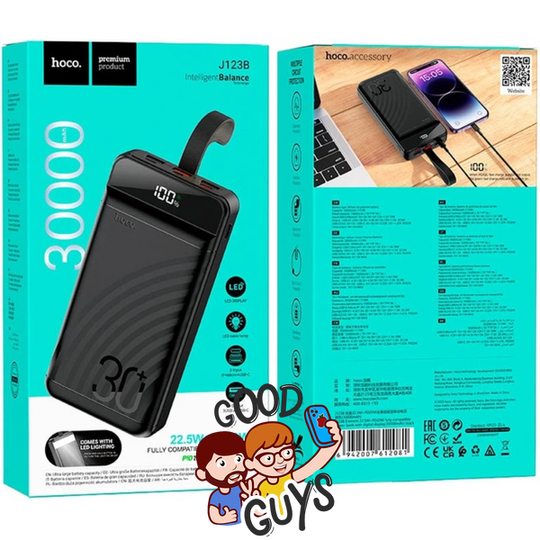Power Bank Hoco JB123 Element 22.5W + PD20W fully compatible with LDC and LED-lamp 30000mAh Black 4273-0 фото