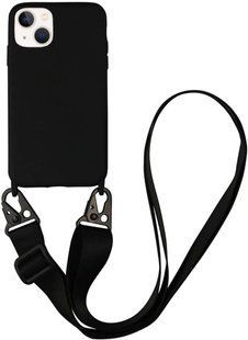 Чохол силіконовий з ремінцем Crossbody для iPhone 13 Black 1200-0 фото
