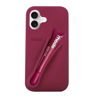 Чохол Lipstick case Rhode з місцем для блиску для iPhone 16 Raspberry (блиск у комплекті) 2784-4 фото
