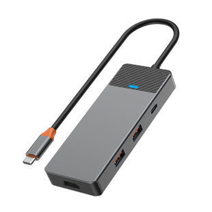 Адаптер WIWU [A721HD] Linker 7in1 USB-C to USB-C+2xUSB3.1+HDMI+SD/MicroSD+PD 100W Gray 4342-0 фото