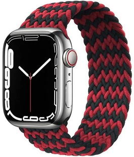 Ремінець нейлоновий Braided Solo Loop 38mm,40mm,41mm,42mm(10,11S)Rainbow Black - Red 1171-17 фото