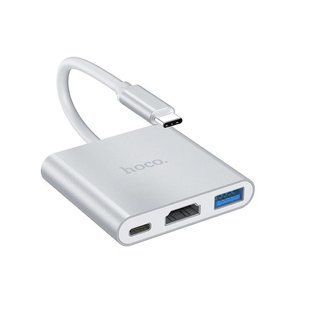 Хаб HOCO Type-C to USB3.0+HDMI+PD Сталевий HB14 1907-0 фото