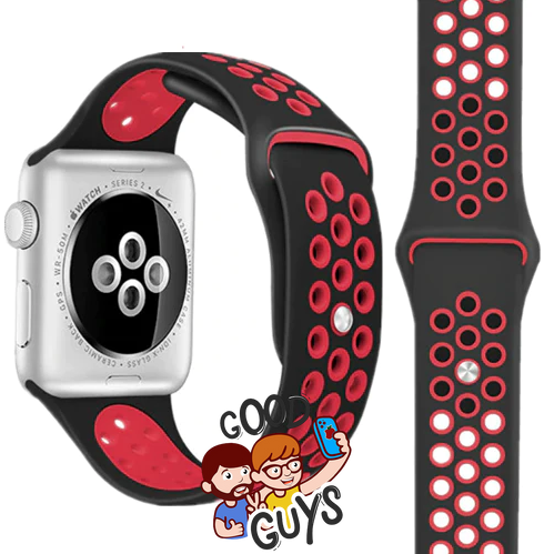 Ремінець Sport Band Nike 42,44,45,46mm(10,11S),49mm(ultra 1-3S)Red - Black 284-5 фото