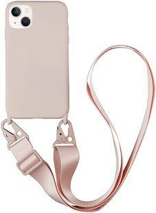Чохол силіконовий з ремінцем Crossbody для iPhone 16 Pro Pink Sand 2594-2 фото