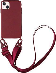 Чохол силіконовий з ремінцем Crossbody для iPhone 14 Rose red 1203-1 фото