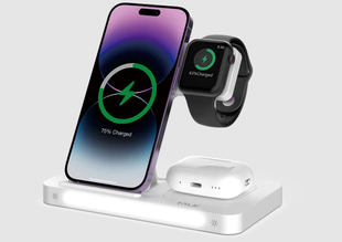 Безпровідна зарядка DEVIA 3в1 Bracket Wireless Charger Gray 604-0 фото