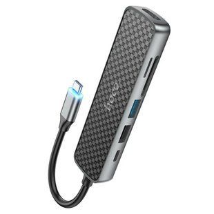 Адаптер USB HUB HOCO HB24 Type-C на HDMI + USB3.0 + USB2.0 + SD + TF + PD multifunction adapter 1908-0 фото