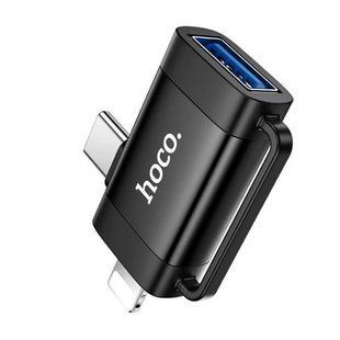 Перехідник HOCO UA31F Lightning male/Type-C male to USB female OTG 2-in-1 adapter Black 3788-0 фото