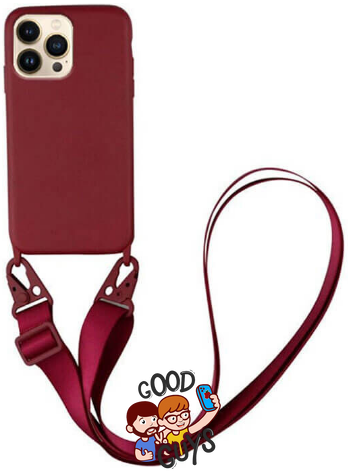Чохол силіконовий з ремінцем Crossbody для iPhone 14 Rose red 1203-1 фото