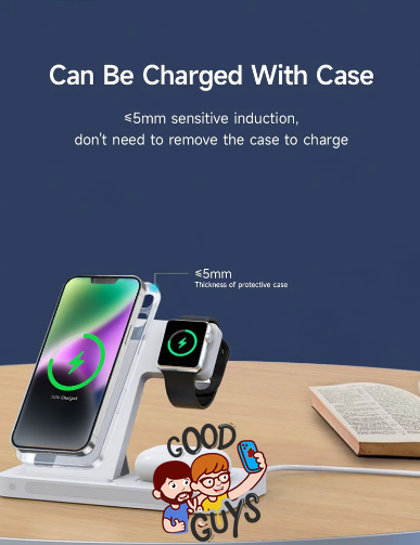 Безпровідна зарядка DEVIA 3в1 Bracket Wireless Charger Gray 604-0 фото