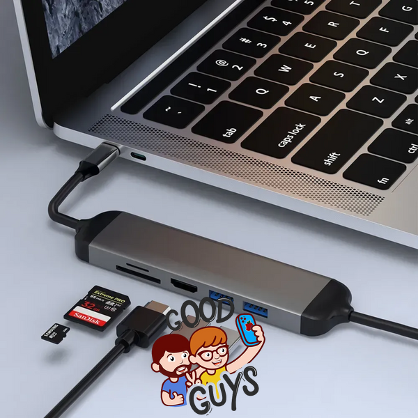 Адаптер WIWU[A521H] Alpha 5in1 USB-C to 2xUSB3.0+1xHDMI+1xSD+1xMicro SD Gray 4344-0 фото