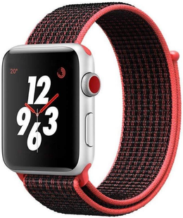 Ремінець Nylon Loop Apple Watch 42,44,45,46mm(10,11S),49mm(ultra 1-3S) Red - Black 282-27 фото