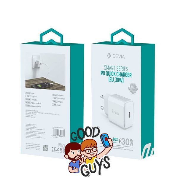 Адаптер DEVIA [USB-C] Smart Series PD Quick Charger (EU,30W) White 2832-0 фото