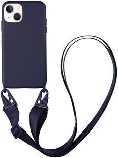 Чохол силіконовий з ремінцем Crossbody для iPhone 14 Midnight Blue 1203-2 фото
