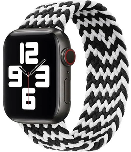 Ремінець нейлоновий Braided Solo Loop 38mm,40mm,41mm,42mm(10,11S)Rainbow Black - White 1171-19 фото