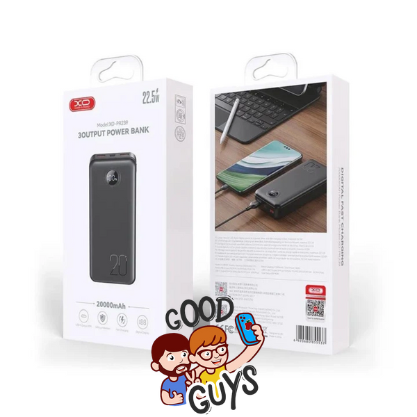 Power bank XO PR239 USB-C 20W/USB-A 22.5W fast charging 20000 mAh Black 4277-0 фото