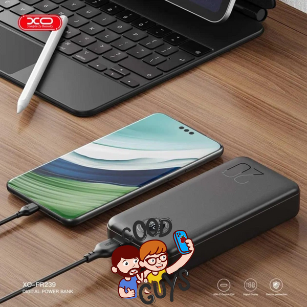 Power bank XO PR239 USB-C 20W/USB-A 22.5W fast charging 20000 mAh Black 4277-0 фото