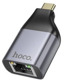 Перехідник HOCO UA35 Type-C to RJ45 adapter Metal Gray 3790-0 фото