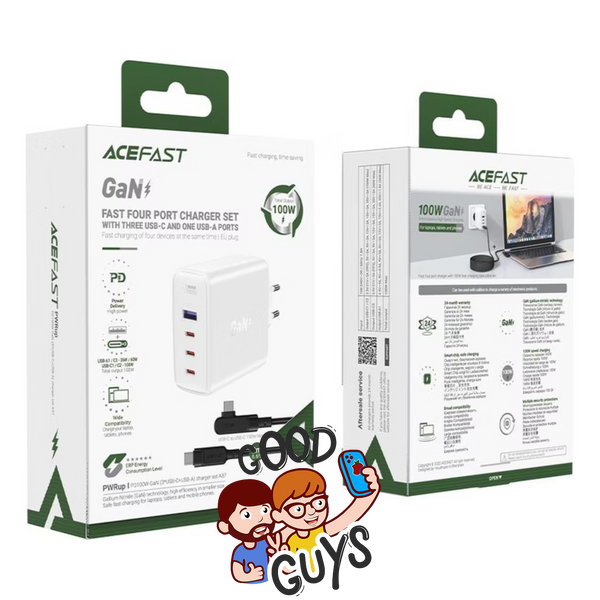 Адаптер ACEFAST A37 GaN 100W 4-Port Fast Charger 3&times;USB-C + USBWhite 4119-0 фото