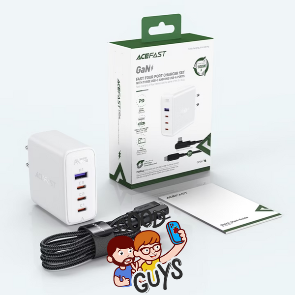 Адаптер ACEFAST A37 GaN 100W 4-Port Fast Charger 3&times;USB-C + USBWhite 4119-0 фото