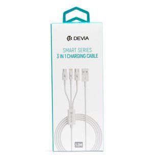 Кабель DEVIA Smart Series 3-in-1 (1.2m) Charging Cabel White 3791-0 фото
