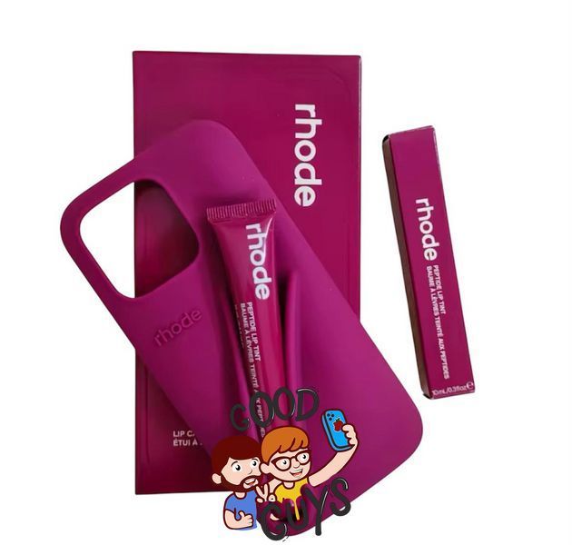 Чохол Lipstick case Rhode з місцем для блиску для iPhone 15 Raspberry 2421-2 фото