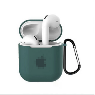 Чохол AirPods 1/2 з лого та карабіном Pine Green 265-21 фото