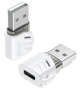 OTG Mini Адаптер XO-NBR256D Type-C to USB-A White 3793-0 фото