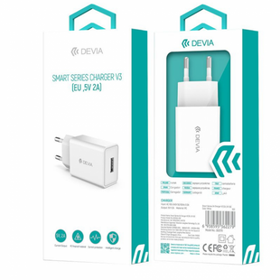 Адаптер DEVIA [USB] Smart Series Gharger V3 2AWhite 588-1 фото