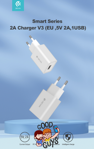Адаптер DEVIA [USB] Smart Series Gharger V3 2AWhite 588-1 фото