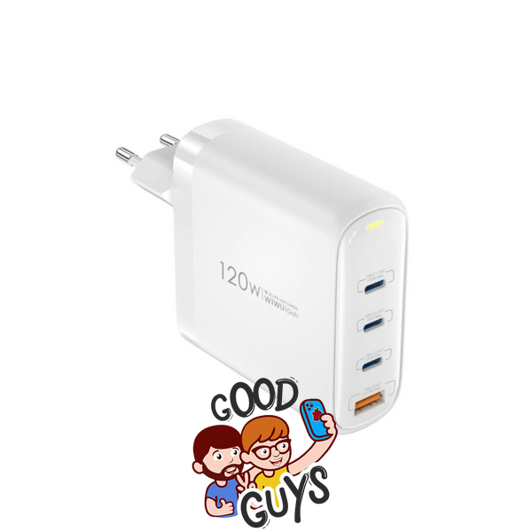 Адаптер WIWU 4in1 Mini GaN Charger Series 120W (3&times;Type-C + USB)White 4122-0 фото