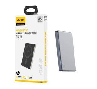 Павер банк Aspor A381 5000mah MagSafe Grey 2357-1 фото