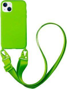 Чохол силіконовий з ремінцем Crossbody для iPhone 14 Shini Green 1203-8 фото