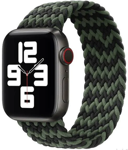 Ремінець нейлоновий Braided Solo Loop 42,44,45,46mm(10,11S),49mm(ultra 1-3S)Rainbow Black - Green 1170-18 фото