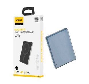 Павер банк Aspor A381 5000mah MagSafe Blue 2357-2 фото
