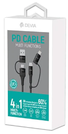 Кабель DEVIA 4in1 [USB+2xType-C+Lightning] PD 60W/20W 1,5m 556 фото