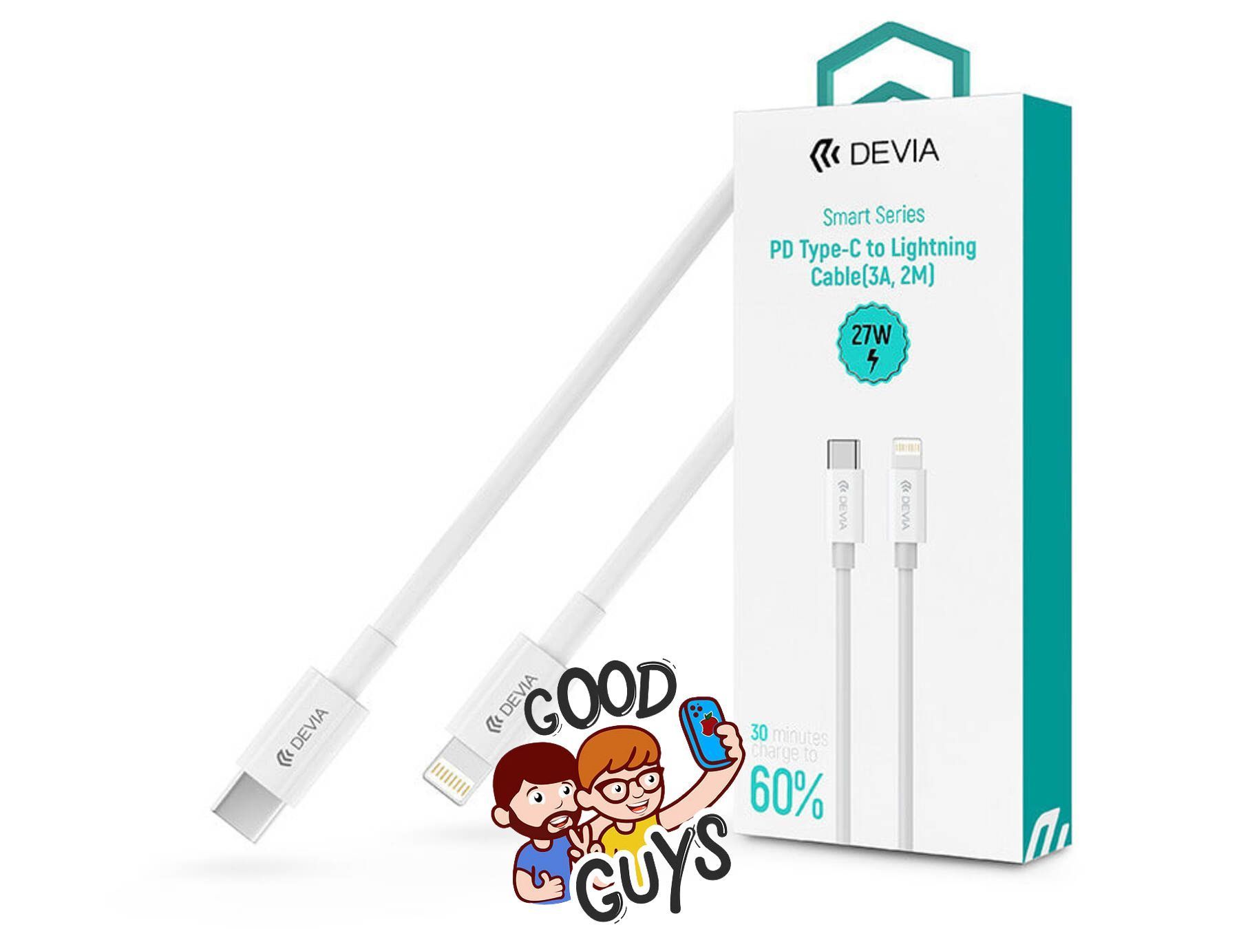 Купити Кабель DEVIA [Type-C to Lightning] Smart Series PD 3A,2m White ...