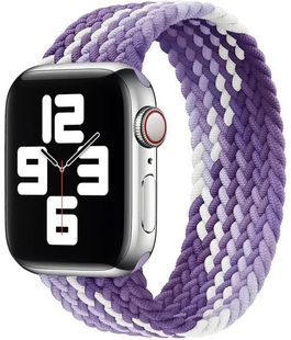 Ремінець нейлоновий Braided Solo Loop 42,44,45,46mm(10,11S),49mm(ultra 1-3S)Rainbow Purpule - White 1170-20 фото
