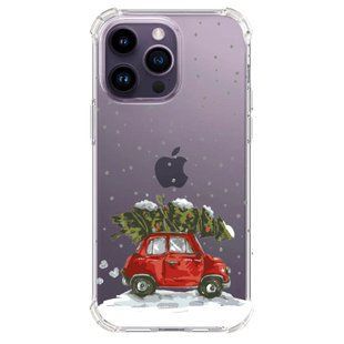 Прозорий протиударний новорічний чохол для iPhone 12,12 Pro Червона машинка 1962-1 фото