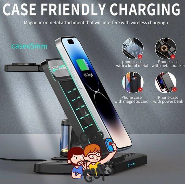 Dock Charging Station 5 in 1 with Alarm Clock & Nightlight White 2721-1 фото